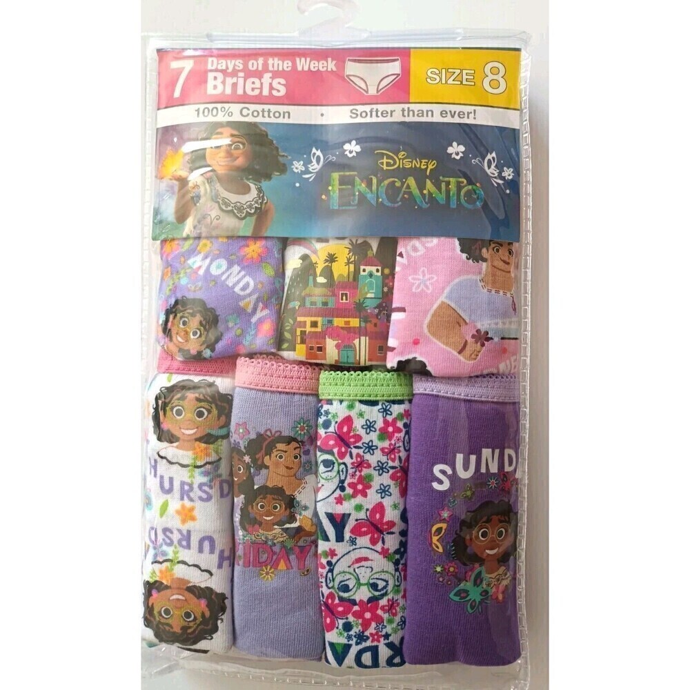 Disney Encanto 7-Pack Toddler Girls Underwear Size 8 Days Of Week Cotton NEW